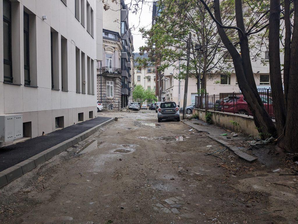 My hostel street in București